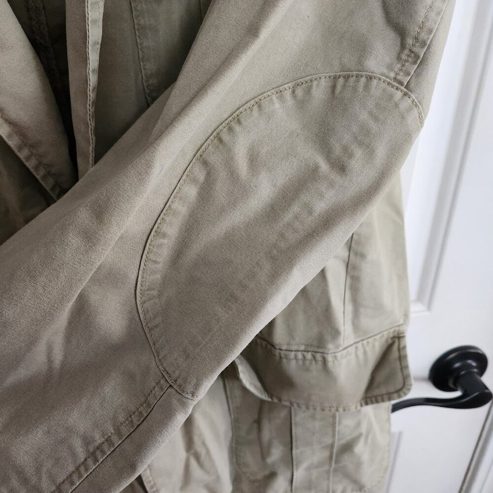 LL Bean Jacket Men 42 42R Green Safari Sport Field Jacket Cotton Blazer Utility - Picture 4 of 5